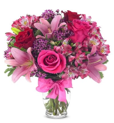 * Pink Asiatic Lilies
* Pink & Red Roses
* Alstroemeria